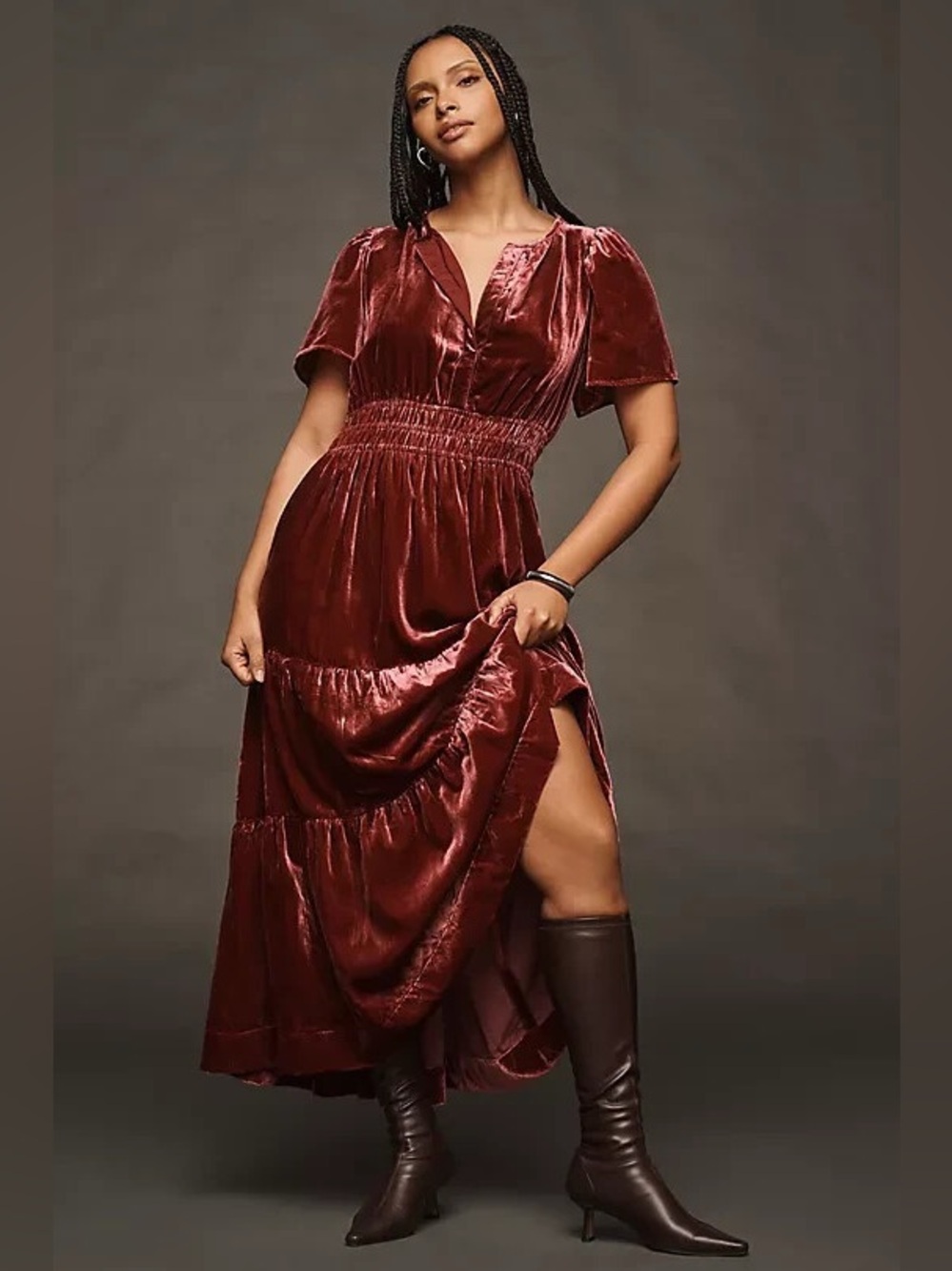 Anthropologie Somerset Velvet Edition Maxi Dress XL